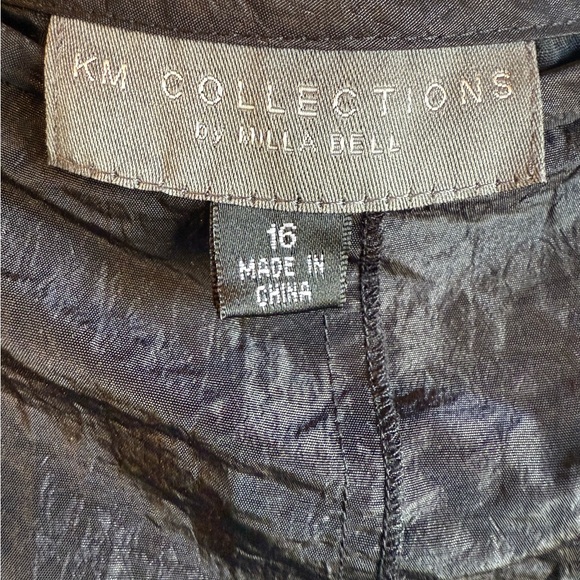 KM Collections Black Floral Detailed Hem A-Line Skirt by Milla Bell - Size 16 - Picture 4 of 5